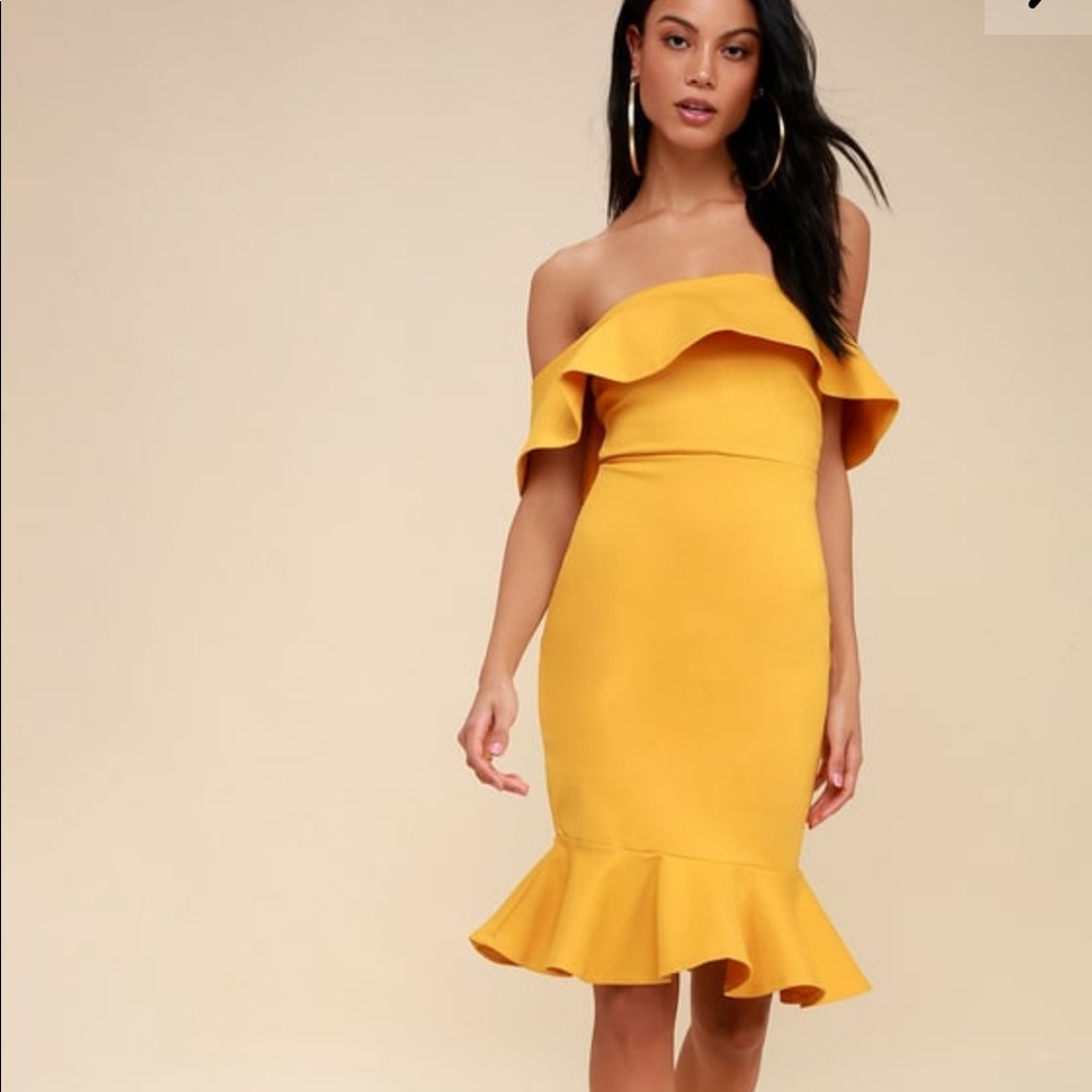 Lulus Confidence Boost Mustard Dress